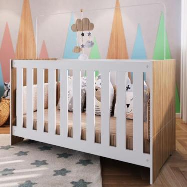 Imagem de Berço Aconchego 3 em 1 Nogal Manchester/Branco - Completa Móveis, Marr