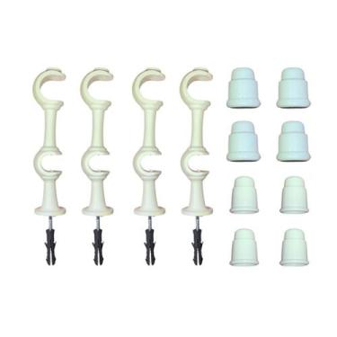 Imagem de Kit 4 Suporte Varão Duplo Cortina C/ Ponteira 19-28mm Branco - Moreti