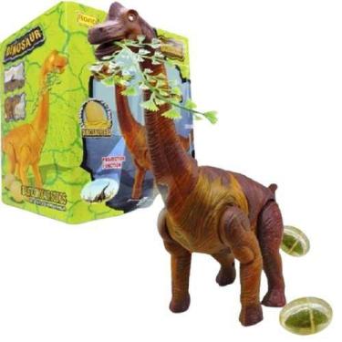 Imagem de Dinossauro Eletrônico Bota Ovos Brinquedo Anda Emite Luz Som - Toys