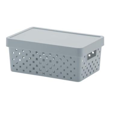 Imagem de Organizador de Armário Com Tampa 29x19x12Cm Quadratta Cinza - Paramoun