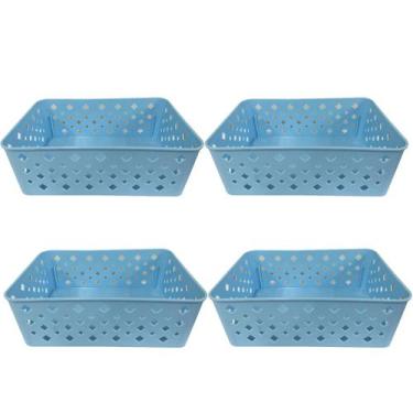 Imagem de Kit 4 Cesto Multiuso Organizador Premium Azul 123Organizei - 123 Organ