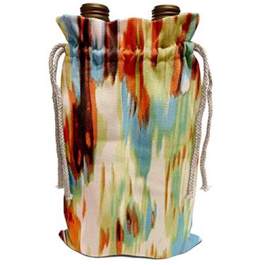 Imagem de 3dRose Pintura abstrata marfim turquesa laranja - saco vinho, 34,3 x 21,5 cm, bege