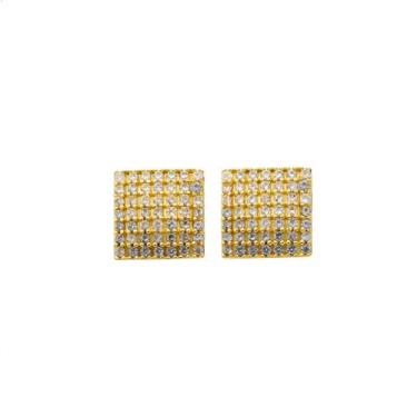 Imagem de Brinco De Ouro 18k Retangular Cravejado Em Zircônia - DR Joias