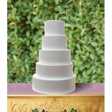 Imagem de Bolo Fake de Isopor Com Eva Branco, Sem Emenda 5And. - Mabone