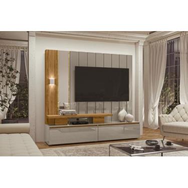 Imagem de Estante Home Theater Com Espelho e LED 2 Gavetas Zeus Fendi/Naturale -