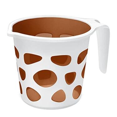 Imagem de Canecas de design duplex de plástico extremamente premium para banheiro caneca de banho acessório x 1 caneca de banho livre de BPA Dabba caneca de acampamento, caneca de água certificada para banho - capacidade de 1,5 litros - cores sortidas (marrom)
