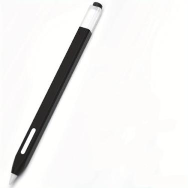 Imagem de Capa Stylus colorida para Apple Pencil 2 2ª geração 2018 Pencil Pro 2024 capa de proteção antiderrapante capa de silicone macio para iPad Pen (preto)