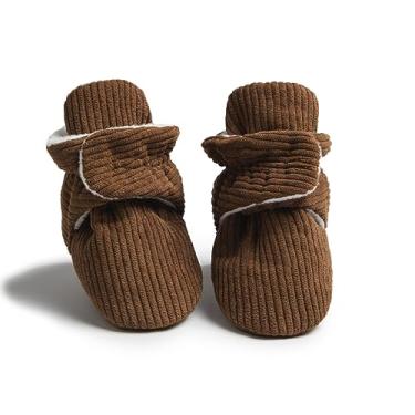 Imagem de Babelvit Botas de lã macia para bebês recém-nascidos, meninos, meninas, sapatos antiderrapantes para crianças pequenas, sapatos de inverno para berço, 003 Marrom, 6-12 Meses