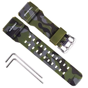 Imagem de OliBoPo Pulseira de relógio de resina natural para Casio G-Shock Master of G Mudmaster com sensor duplo (camuflagem exército)