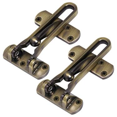 Imagem de Topbuti Fechadura de porta de segurança doméstica, pacote com 2 fechos, fechaduras de porta frontal para crianças, trava de reforço doméstico para portas giratórias, travas de porta de hotel, liga de