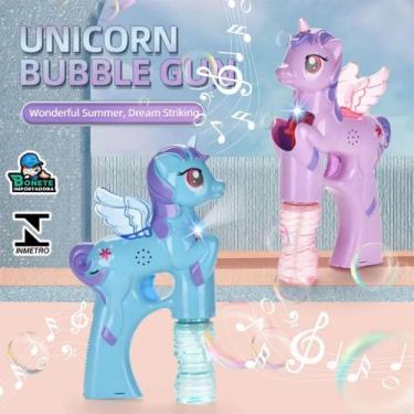 Imagem de Unicórnio Solta Bolhas com Luzes LED e Som - Diversão Inesquecível - T