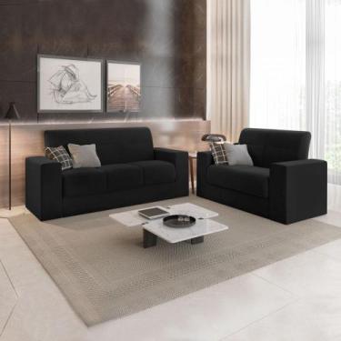 Imagem de Sofá 2 E 3 Lugares Recife Veludo Preto Mamflex, Preto
