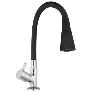 Imagem de Torneira Gourmet Monocomando Mesa Duplo Jato Preta Cozinha - KELLY MET