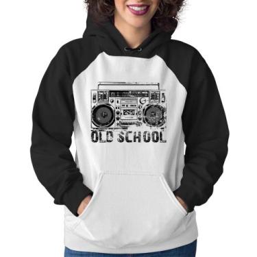 Imagem de Moletom Feminino Old School Boombox - Foca na Moda, Branco, Preto, G