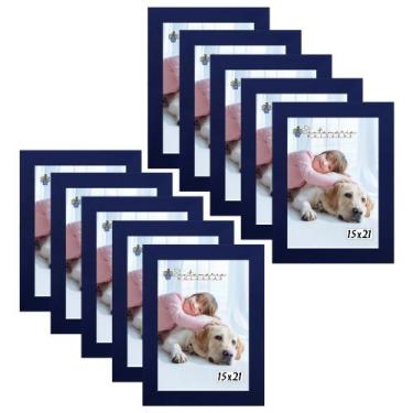Imagem de Kit 10 Molduras Porta Retrato 15X21 Azul - Santamaria Molduras