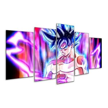 Imagem de Quadro 5 Peças Anime Son Goku Instinto Superior Geek 02 - Decorado Pre