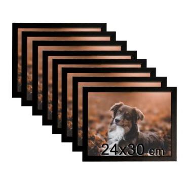 Imagem de Kit 8 Porta Retratos C/vidro 24x30 Moldura Preta para fotos e decoraçõ