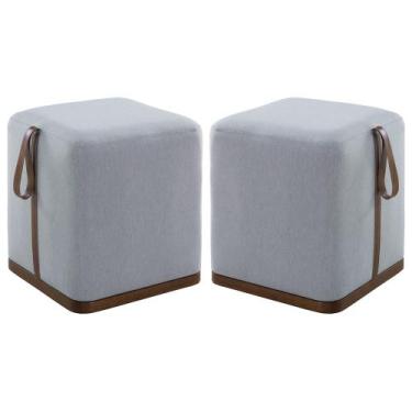 Imagem de Kit 02 Puff Decorativo Sala de Estar Nurse Cinza Claro G55 - Gran Belo