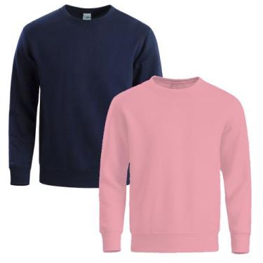 Imagem de Kit 2 Moletom Masculino Liso Treino Frio Gola Careca Slim - Quero Shoe