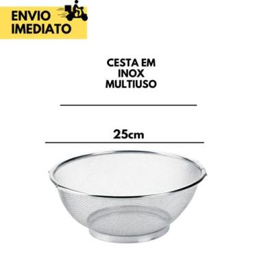 Imagem de 2 Cesta de Inox Escorredor para Lavar Alimentos, Saladas, Legumes, Fru