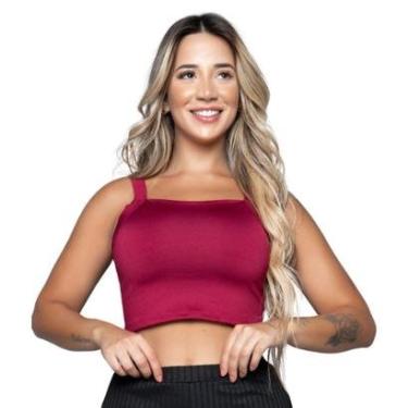 Imagem de Cropped Alça Grossa Bella Fiore Top Regata Roupa Suplex Blogueira Moda Casual Feminina-Feminino