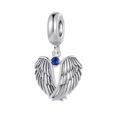 Imagem de MiiFort Wings of Angels Love Protection Zircônia Cúbica Berloque Pingente Pingente Compatível com Pulseiras Pandora Charms, One Size, Cobre, Sem Pedra Preciosa