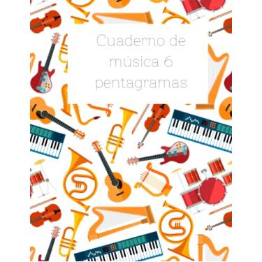 Imagem de Cuaderno de música 6 pentagramas: Libreta de Gran Formato A4 110-Páginas | Partitura Musical y Composición Infantil & Principiante | Portada Icono Sintetizador