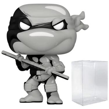 Imagem de Tartarugas Ninja Mutantes Adolescentes - Donatello (Exclusivo para pré-visualizações) Boneco Funko Pop! de vinil preto e branco (combinado com capa protetora Pop Box)