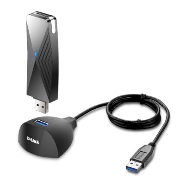 Imagem de D-Link Adaptador USB WiFi 6 AX1800 USB 3.0 Dual Band Long Range MU-MIMO Rede de Internet sem fio para desktop, PC, laptop, Windows (DWA-X1850-B1) Preto