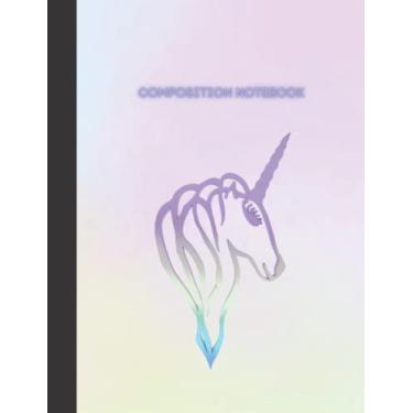 Imagem de Composition Notebook College Ruled: No Spiral Bound, 9-3/4'x7-1/2', Conversion Chart Inside, Unicorn Shaped 3D Minimalistic Cover Design, Matter Cover, 100 sheets, Simple and Functional