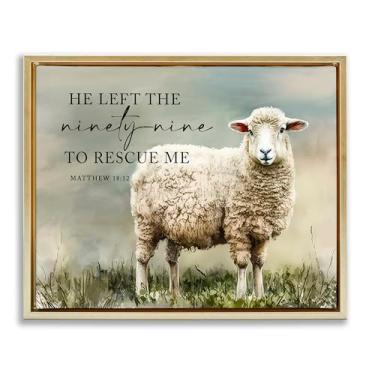 Imagem de Stupell Industries Left The Ninety Nine Proverb Framed Floater Canvas Wall Art Design por Molly Mattin, moldura flutuante dourada, 78 x 63 cm