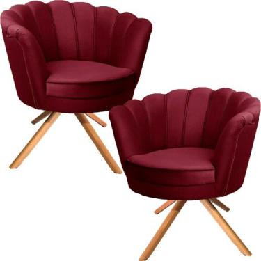 Imagem de Kit Duas Poltronas Giratórias Pétala em Sued Premium - Sua Casa Decora