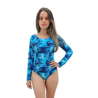 Imagem de Body Maiô Feminino Manga Longa Proteção UV forrado