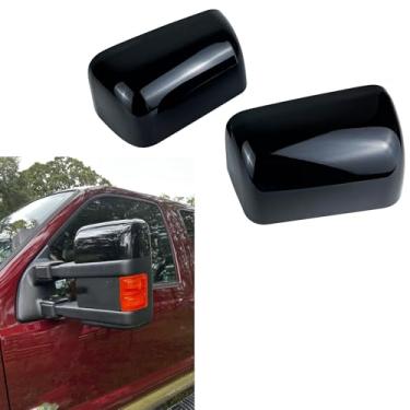 Imagem de Arkdeffon Tampas de espelho, tampa lateral retrovisor, parte superior da porta, metade superior compatível com Ford F250 F350 F450 F550 Super Duty Towing 2008-2016 (preto)