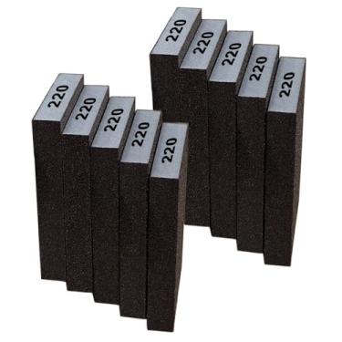 Imagem de Esponja de lixa fina - Conjunto de esponja de lixa de grão misto de 10 peças (60/80/120/220) para madeira, metal e drywall kit de bloco de lixa sortido (grão 220)