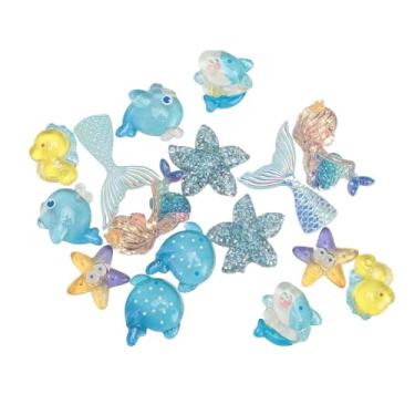 Imagem de 16 Unidades de Mini Animais de Resina do Oceano, Animais do Oceano Em Miniatura, Mini Figuras de Resina, Enfeites de Aquário, Amuletos de Resina, Adoráveis ​​Enfeites de Criatura