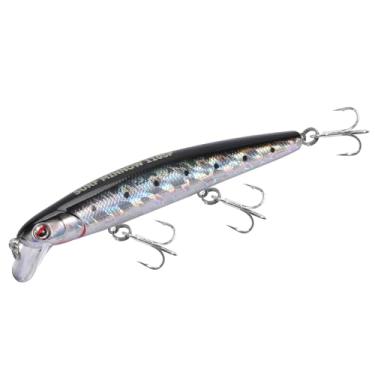 Imagem de LITTMA Iscas de pesca de surfe Califórnia Iscas de água salgada Crankbait Surf Minnow 110 - Sardinha metálica super brilhante e rosa perolado para a barriga para pesca de alabote e striper