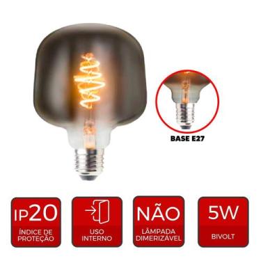 Imagem de Lâmpada Led Retrô Black T125 E27 5W 150 Lumens Âmbar 2200K Bivolt - Av