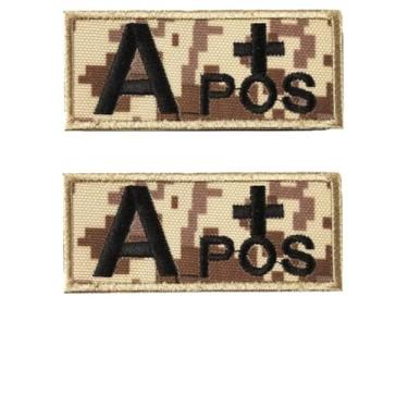 Imagem de Blood Type Patch tático Camou Tipo Sanguíneo Preto A+ Bandeira Bordado Moral Terno Militar Saco Chapéu Mochila Colete Emblemas do Exército Marinho 2 Peças (Tipo de Sangue Preto A+)