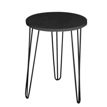 Imagem de Mesa De Apoio Tampo Preto Mdf 35Cm Pé De Ferro Metal Hairpin