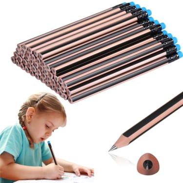 Imagem de Seajan 48 lápis jumbo 6b, grande, gordo, grosso, triangular, refil de lápis grandes de 17 cm com borracha para presentes de Natal para iniciantes no escritório (preto)