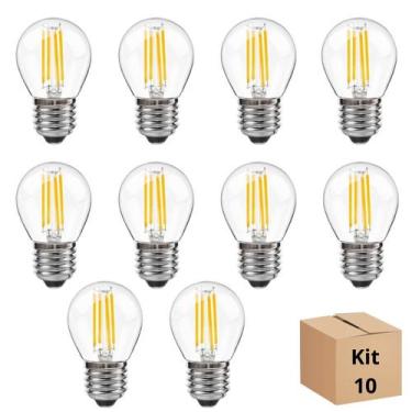 Imagem de Kit 10 Lâmpada Filamento Led G45 4w 2700k Branco Neutro - inovartte
