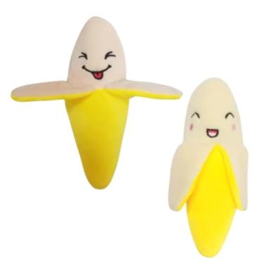 Imagem de BANANA de Pelúcia Brinquedo Pet para Cachorro e Gato com Apito e Barulho de Plástico