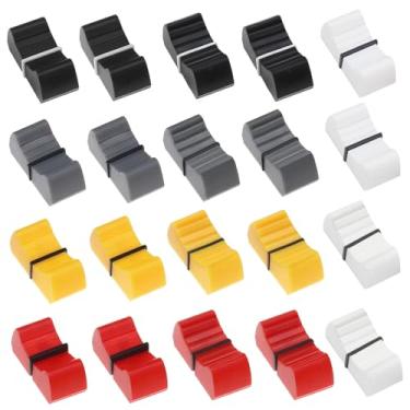 Imagem de The Lord of the Tools 20 botões de controle de fader/slider de plástico de 4 mm e 8 mm para ajuste de volume do console de guitarra 23 x 11 x 10 mm, cinza, preto, amarelo, vermelho e branco