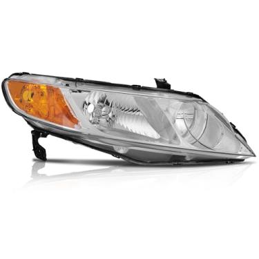 Imagem de LBRST Conjunto de farol compatível com lâmpadas Honda Civic 2006-2011 não incluídas HO2502127 33101-SNC-A01