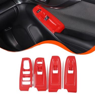 Imagem de YinanIutos Tampa de acabamento de painel de botão de elevação de vidro de janela de carro compatível com Subaru WRX 2022-2024 Capa de interruptor de elevação de janela de porta acessórios de proteção