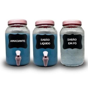 Imagem de Kit para lavanderia 2 recipientes com torneira sabão liquido e amacian