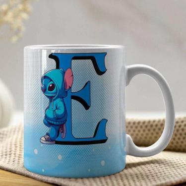 Imagem de Caneca De Porcelana Stitch Letras A-z 325ml Azul E