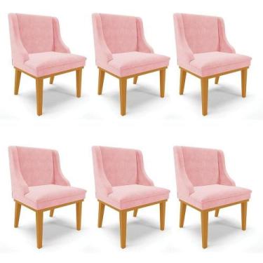 Imagem de Kit 06 Cadeiras De Jantar Liz Suede Rosa Bebê - DROSSI