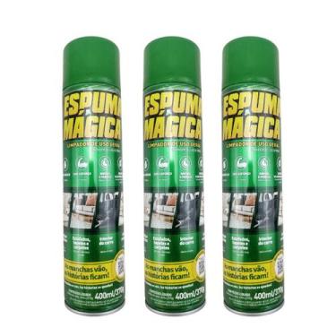 Imagem de 3 Espuma Mágica Limpeza Seco Bancos Teto Forro Portas Carros - Proauto